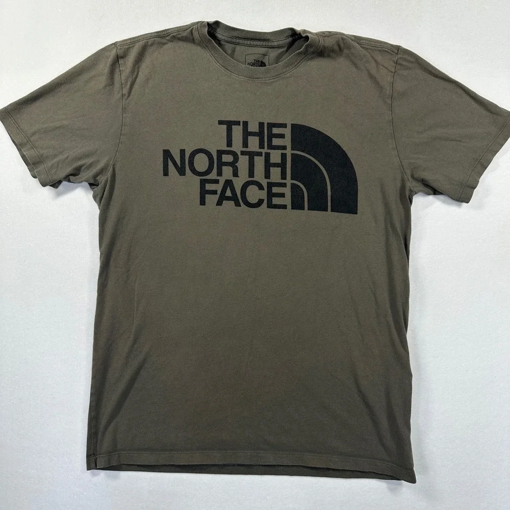 The North Face T Shirt Small Olive Green Logo Graphic Tee Gorpcore Outdoor Hike
